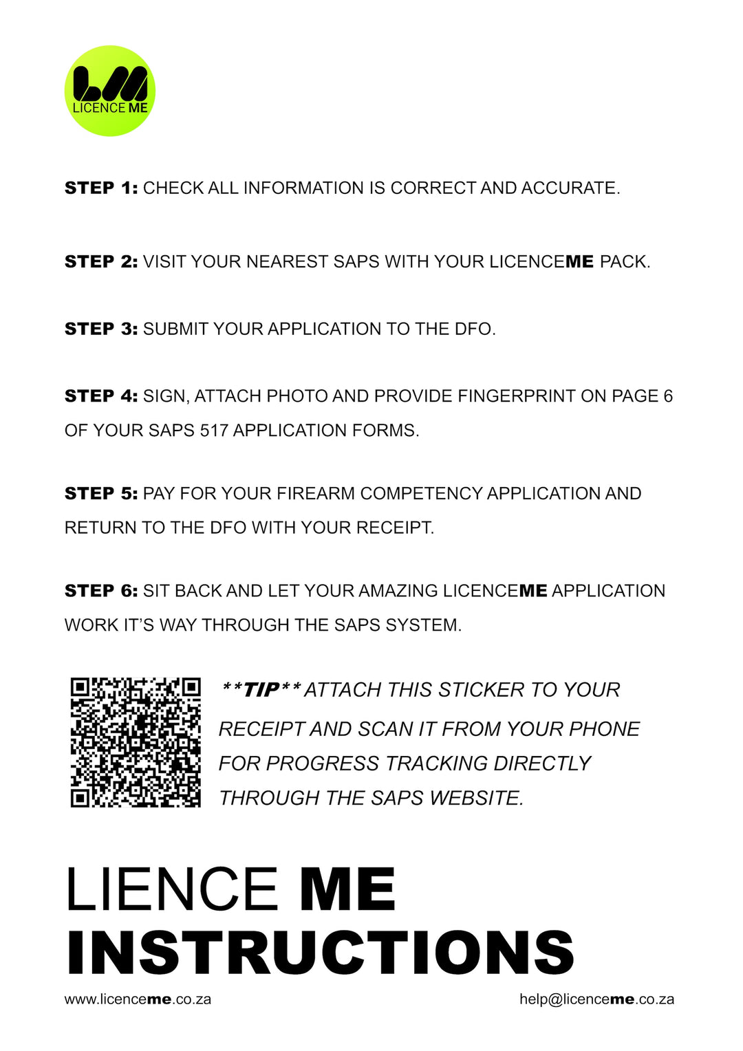 SAPS Competency Application Instruction Forms from Licence Me