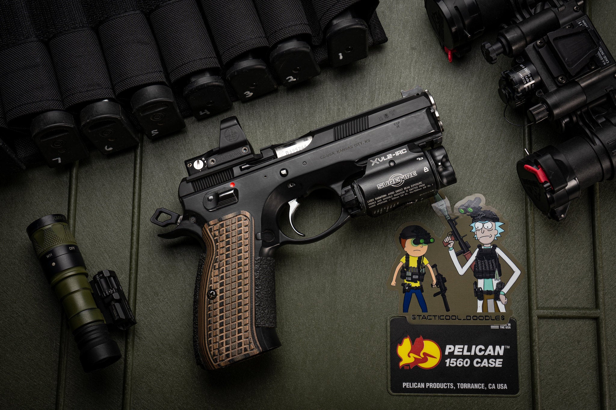 CZ self defence handgun licence with red dot optic and weapon mounted light.
